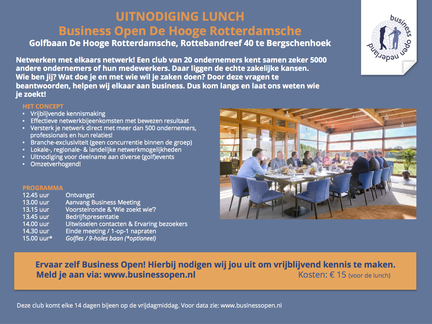 Uitnodiging Business Open Netwerklunch - De Hooge Rotterdamsche